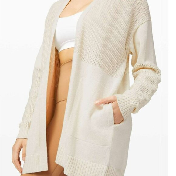 Lululemon Easy Embrace Wrap Sweater Black Oversized Cotton Size XS - Picture 8 of 9